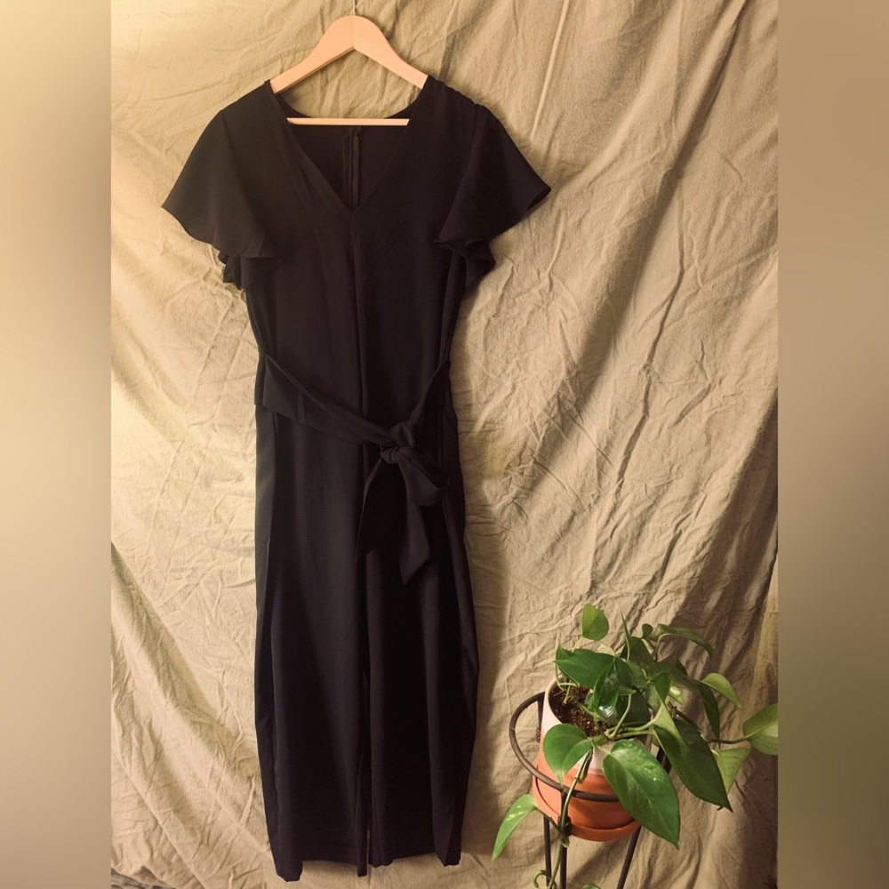 Black Flutter Sleeve Jumpsuit
